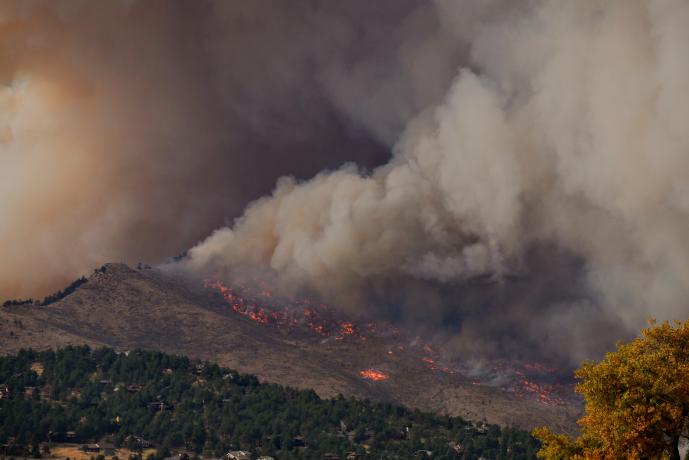 The smoke plume of a wildfire